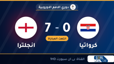 نتيجة مباراة كرواتيا وانجلترا 0-7 | دوري الامم الاوروبية