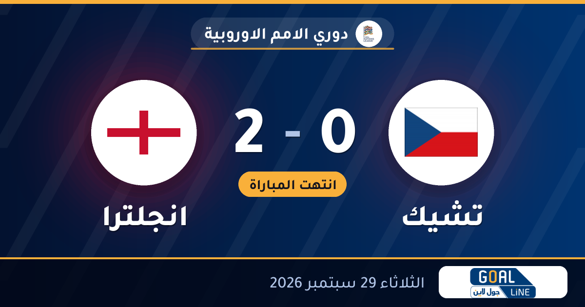 نتيجة مباراة تشيك وانجلترا 0-2 | دوري الامم الاوروبية