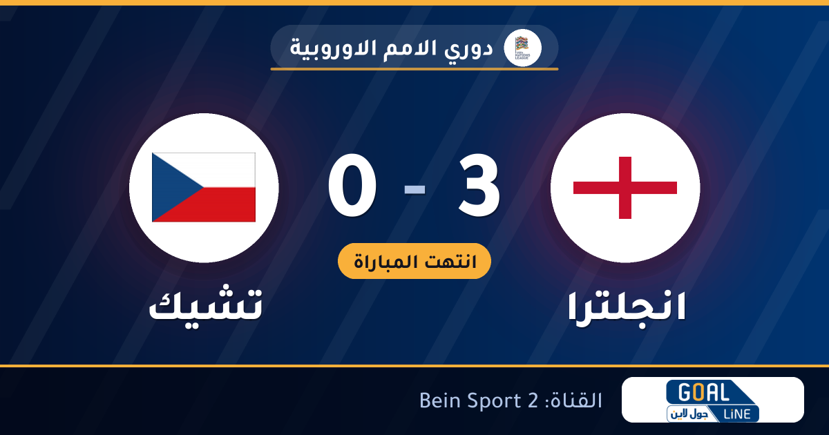 نتيجة مباراة انجلترا وتشيك 3-0 | دوري الامم الاوروبية