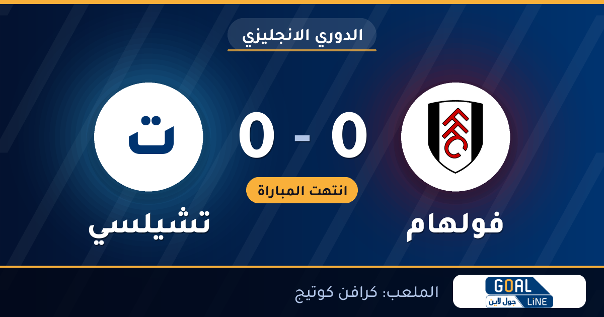 نتيجة مباراة فولهام وتشيلسي 0-0 | الدوري الانجليزي