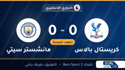 نتيجة مباراة كريستال بالاس ومانشستر سيتي 0-0 | الدوري الانجليزي
