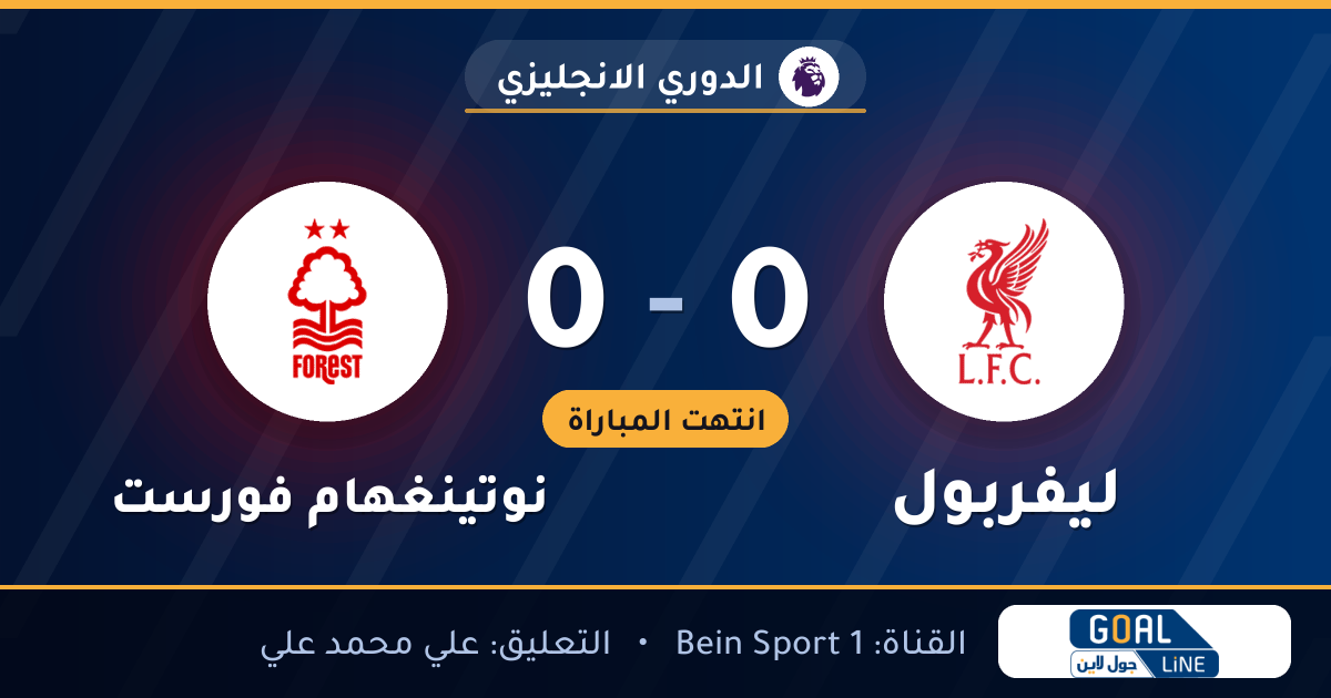 نتيجة مباراة ليفربول ونوتينغهام فورست 0-0 | الدوري الانجليزي