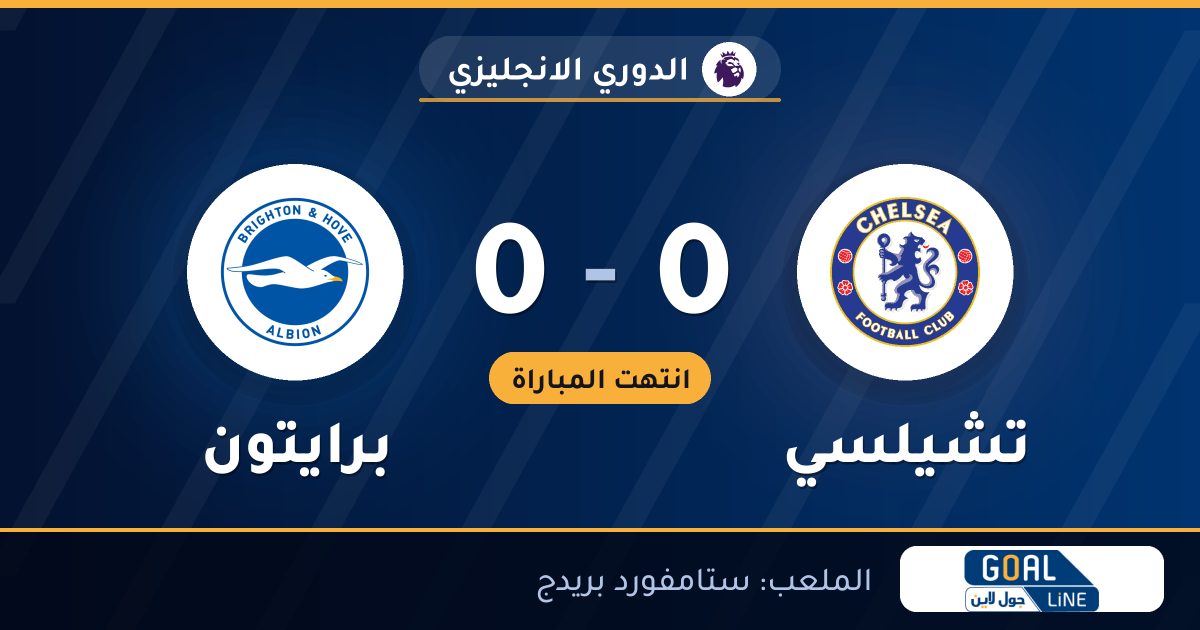 نتيجة مباراة تشيلسي وبرايتون 0-0 | الدوري الانجليزي