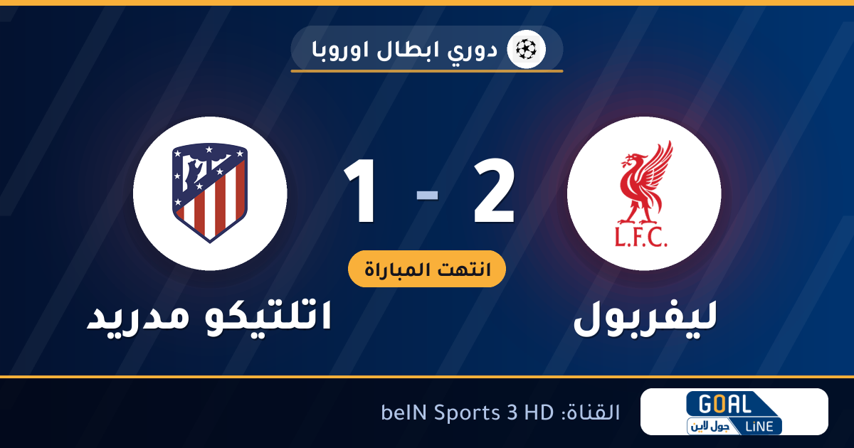 نتيجة مباراة ليفربول واتلتيكو مدريد 2-1 | دوري ابطال اوروبا