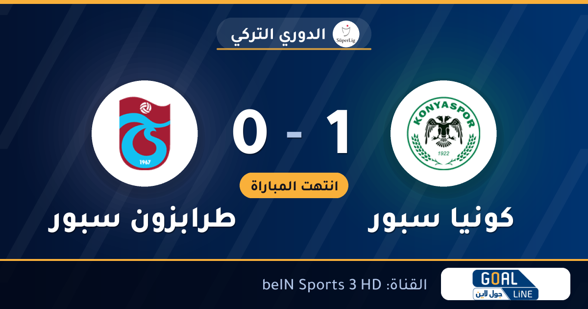 نتيجة مباراة كونيا سبور وطرابزون سبور 1-0 | الدوري التركي