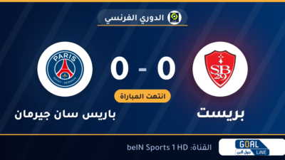 نتيجة مباراة بريست وباريس سان جيرمان 0-0 | الدوري الفرنسي