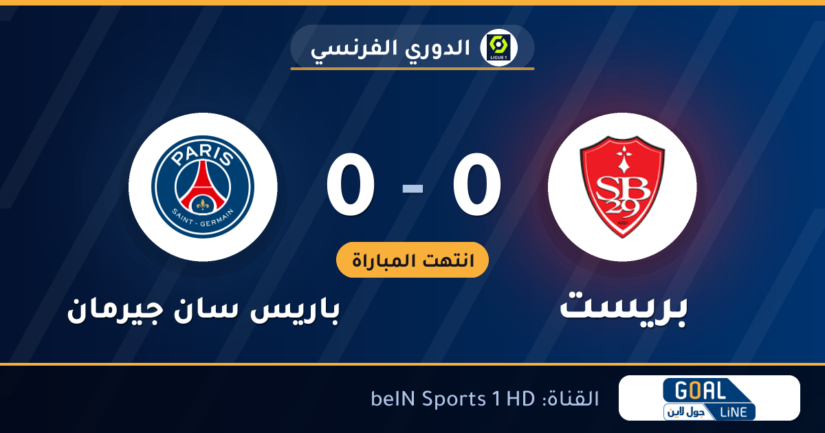 نتيجة مباراة بريست وباريس سان جيرمان 0-0 | الدوري الفرنسي