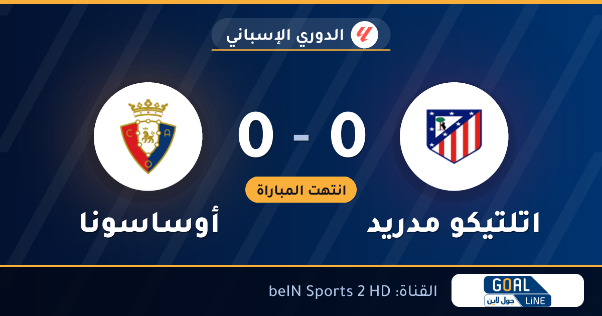 نتيجة مباراة اتلتيكو مدريد وأوساسونا 0-0 | الدوري الإسباني