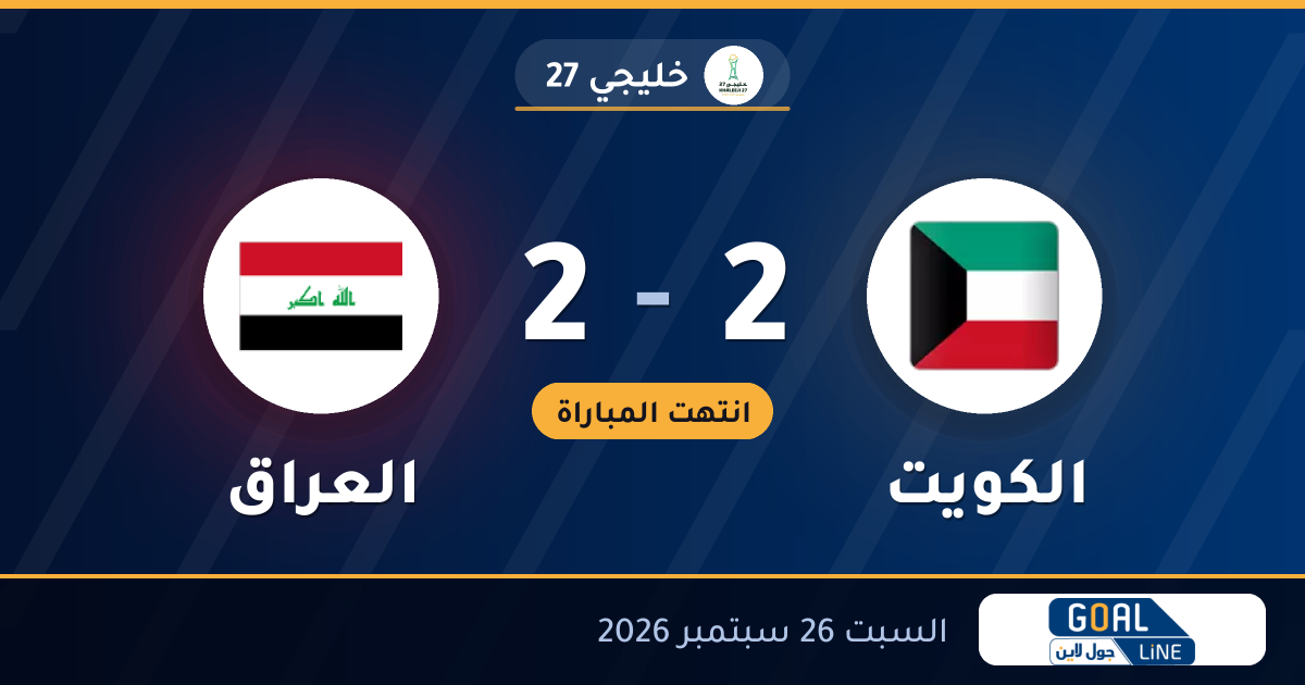 نتيجة مباراة الكويت والعراق 2-2 | خليجي 27