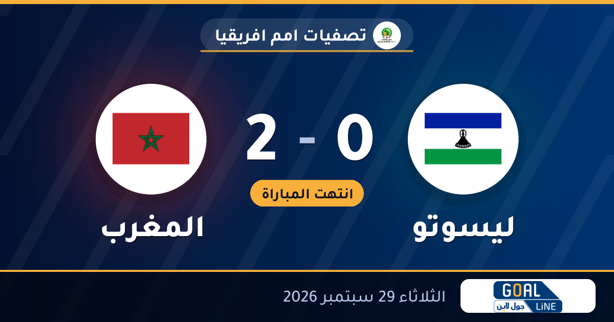 نتيجة مباراة ليسوتو والمغرب 0-2 | تصفيات امم افريقيا