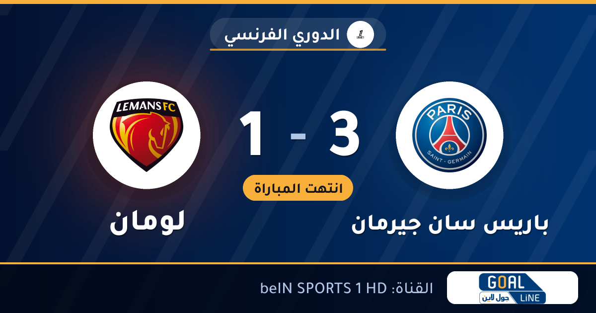نتيجة مباراة باريس سان جيرمان ولومان 3-1 | الدوري الفرنسي